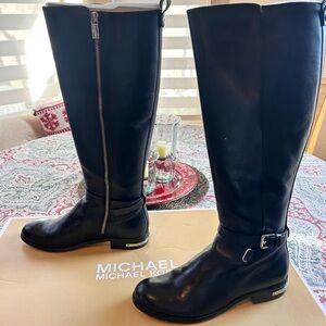 Michael Kors Black Leather Riding Boots